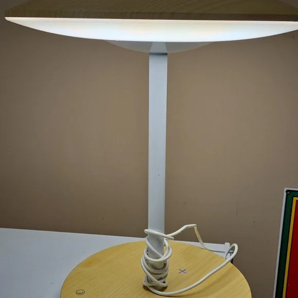 Wooden Table Lamp- Natural and White - Picture 2 of 6